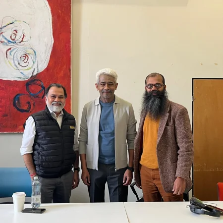 With Atul Kulkarni and Professor Marvin Fernandes at University of Cambridge