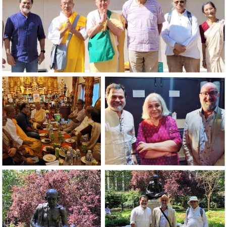 With Tushar Gandhi, Rohini Hattangadi, Chair of Gandhi Foundation UK & Founder of Khadi London